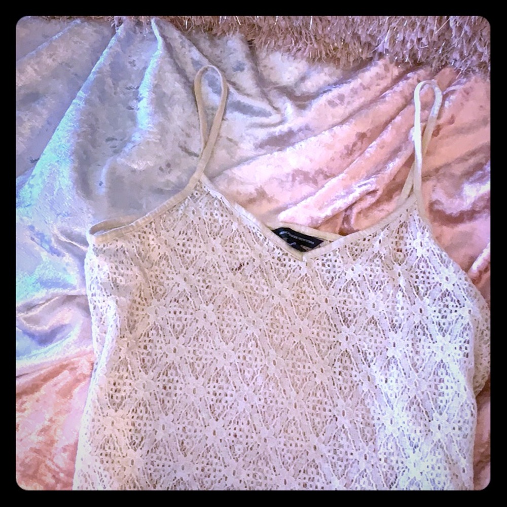 White Lace American Eagle Cropped Tank